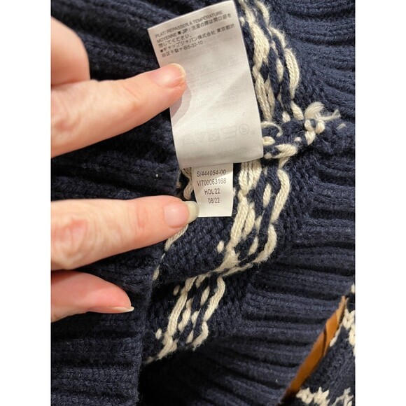 Banana Republic sz S Fair Isle Sweater Navy White Cardigan Shawl Collar Pockets - Picture 9 of 9